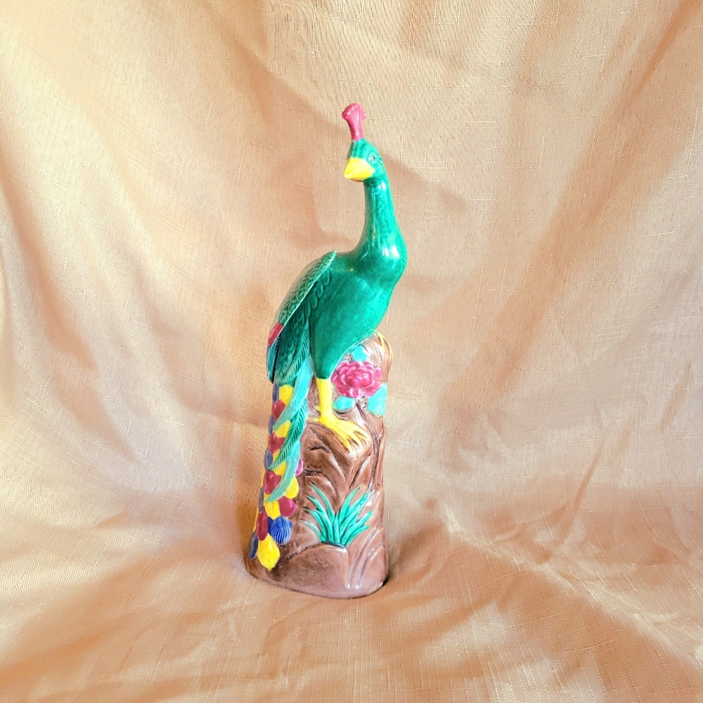Vintage Mid Century Peacock Ceramic Figurine Statue
